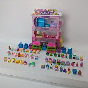 Large Shopkins Lot 55 Figures Tall Mall 2 Houses 7 Bags Playsets